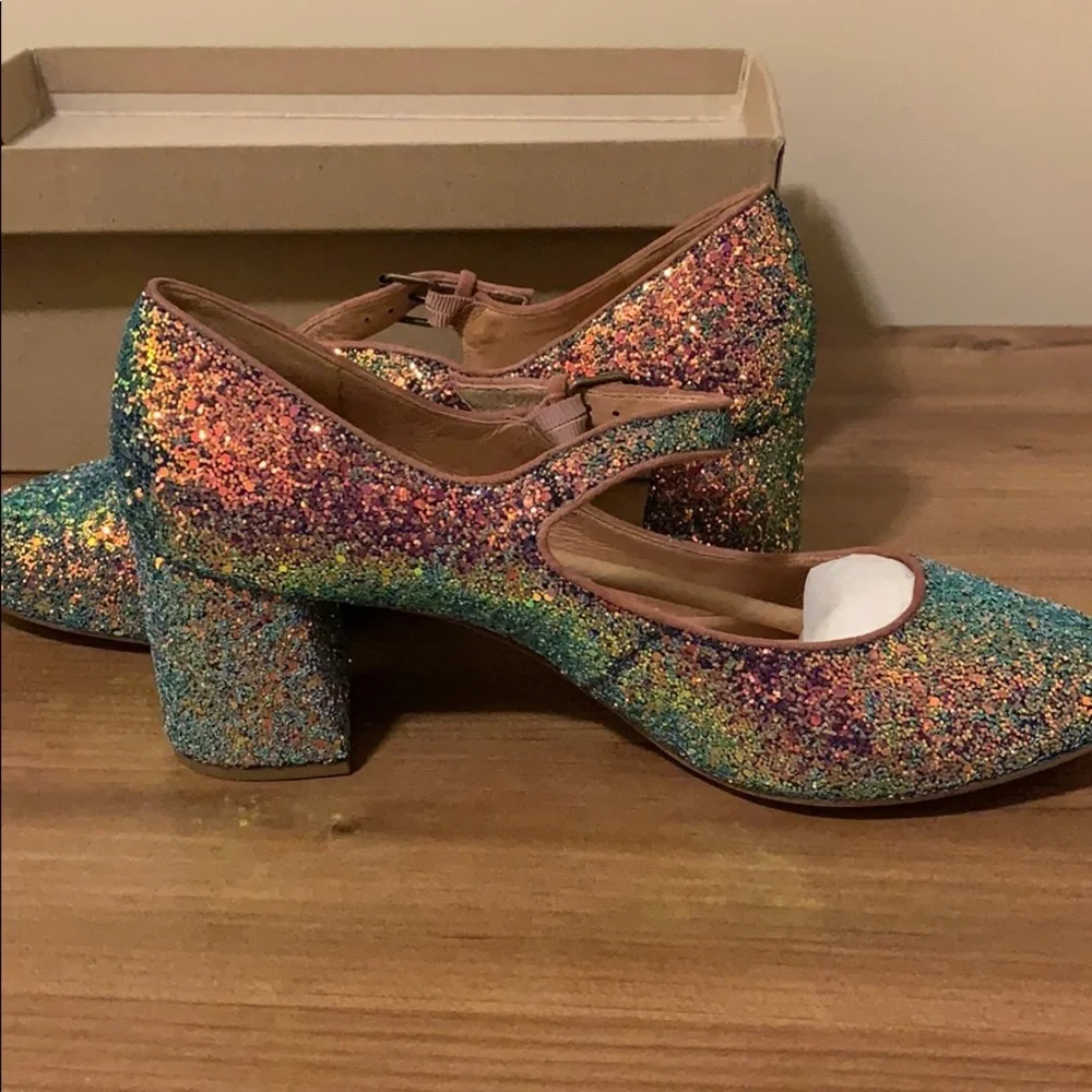 Madewell Multicolor Glitter Mary Jane Block Heel Pumps - Picture 5 of 8